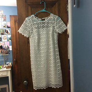 White Chevron Lace Dress- LOFT- NEW